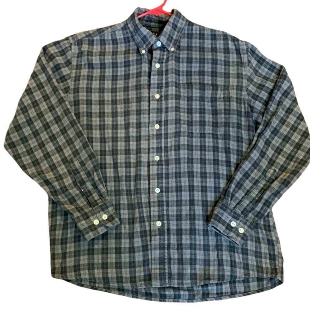 Ivy Crew Brown & Blue Plaid Cotton Flannel Button Down Shirt Men’s Size Medium